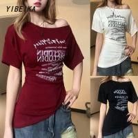 ราคา ฤดูร้อน สไตล์อเมริกัน วินเทจ เสื้อสั้น สวมใส่สบาย (44002311530)
