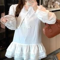 ราคา เสื้อเชิ้ตแขนยาวสีขาวสไตล์ฝรั่งเศสและเกาหลีสำหรับผู้หญิง ออกแบบสวยงาม (42669140337)