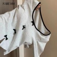 ราคา พร้อมส่ง เสื้อยืดแขนสั้นผู้หญิงผูกโบว์แขนพองสไตล์เกาหลี เสื้อยืดแขนสั้นทรงสลิมฟิตเรียบง่าย (42317564832)