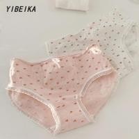 ราคา กางเกงขาฟองนม ขนาดเล็ก ลายดอกกุหลาบ 日系纯棉裆内裤女可爱舒适夏少女生三角裤 (24855026548)