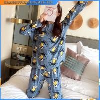 ราคา ชุดนอนแขนยาวขายาว ชุดนอนผ้าคอตตอนใส่สบายผ้านิ่มลายการ์ตูนน่ารักๆสีทึบ ใส่ได้ทั้งชายและหญิง สินค้าพร้อมส่งจ้า (40326345876)