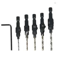 ราคา 5pcs HSS Countersink เจาะกรวยชุด Bit 1 4 นิ้ว Hex Shank Quick เปลี่ยน Taper เจาะสําหรับงานไม้สกรูช่างไม้ Reamer Chamfer Milling (25630424833)