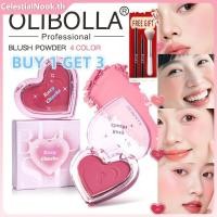 ราคา ซื้อ 1 แถม 3 ฟรี olibolla Peach Heart Blush Plate Not Easy To Fly Powder Warm Color Blush Natural Naked Long lasting Makeup JadeNest CelestialNook (44473299030)