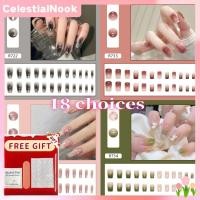 ราคา ซื้อ 1 แถม 1 ชุดเล็บปลอมพร้อมกาว เล็บปลอมแบบถอดออกได้ เล็บปลอมแบบฝรั่งเศส ทำด้วยมือ 24 ชิ้น กล่อง CelestialNook (42004260365)