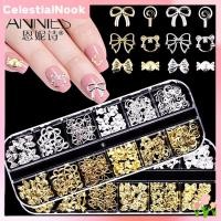 ราคา กล่องตกแต่งเล็บทรงรีเวตโลหะ 12 ช่อง สีทองและเงิน ลูกปัดครึ่งวงกลม โบว์รักกลวง สำหรับร้านทำเล็บ CelestialNook (25594272746)