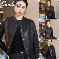ราคา ฤดูใบไม้ร่วงและฤดูหนาวของผู้หญิง High End pU แจ็คเก็ตหนังยาว Retro Buttonless Collar Haining แจ็คเก็ตหนัง (57151105200)