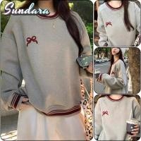 ราคา เสื้อยืดแขนยาว Raglan สำหรับฤดูใบไม้ร่วงและหนาว ออกแบบลายโบว์ปัก ทรงหลวมสวมใส่ง่าย (54101053276)