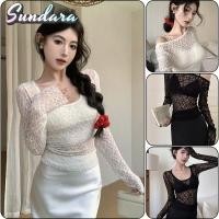 ราคา ฤดูใบไม้ผลิและฤดูร้อนสีทึบ U คอลูกไม้แขนยาวครีมกันแดดเสื้อผู้หญิงเกาหลีประณีตติดตั้งด้านบน (42015792023)