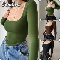 ราคา เสื้อลอนгสลีฟทรงสั้น คอเหลี่ยม สไลม์ฟิต เหมาะสำหรับฤดูใบไม้ผลิและใบไม้ร่วง (26891372628)