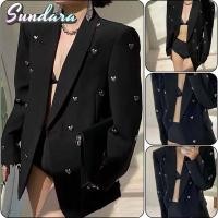 ราคา ชุดสูทสไตล์ฝรั่งเศสสีดำสำหรับฤดูใบไม้ร่วงและฤดูหนาว ออกแบบเป็นทรงหัวใจ มีแขนยาวและคอดีไซน์ V (46100714541)