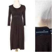 ราคา เดรส Expressions สีน้ำตาลผูกเอว (55050391648)