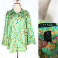 ราคา Lauren เสื้อเชิ้ตสีเขียวลาย (41572686540)