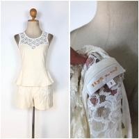 ราคา Set เสื้อ กางเกง สีครีมลูกไม้ (26926615664)