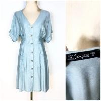 ราคา Simplee เดรสสีฟ้ากระดุมติด (41162308665)