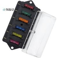 ราคา N U 6 Way Circuit Standard ATO de ฟิวส์กล่อง DC 12 V 24 V รถฟิวส์บล็อกผู้ถือฟิวส์ (51150534259)