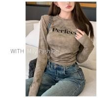 ราคา Milyfashion เสื้อยืดแขนยาวผ้ามัดย้อมสไตล์อเมริกันสำหรับผู้หญิงเสื้อตัวสั้นสำหรับฤดูใบไม้ร่วงและฤดูหนาว (27660211903)