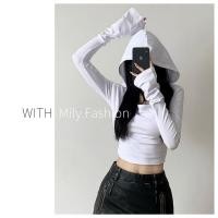 ราคา Milyfashion เสื้อรัดรูปมีฮู้ดเซ็กซี่สไตล์ยุโรปอเมริกาสำหรับผู้หญิงเสื้อตัวในแขนบานสั้นเสื้อยืดแขนยาวเซ็กซี่โชว์สะดือแฟชั่น (26714498798)