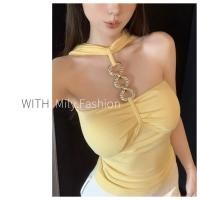 ราคา สลิงสำหรับฤดูร้อน พร้อมแผ่นรองหน้าอกและโซ่โลหะสไตล์ Y2K (40367525154)