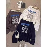 ราคา เสื้อแขนยาวสไตล์ไหล่เฉียงสำหรับผู้หญิง พิมพ์ลายตัวอักษรสไตล์เรียบง่ายและทรงเรียว (42723709497)