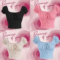 ราคา เสื้อครอปแขนตุ๊กตา เป็นเสื้อที่ใส่แล้วผอม ดูนมใหญ่ และตัวไม่ตันจริงๆค่ะทรงนี้ (18979534208)