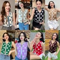 ราคา พร้อมส่ง เสื้อทรงกั๊กลายดอก ซิปหน้า ลายดอกไม้น่ารัก (23454976909)