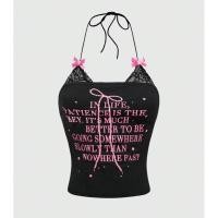 ราคา Black Bow เสื้อเกาะอกซ้อนทับคล้องคอลูกไม้ (26928428474)