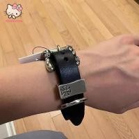 ราคา เข็มขัดหนังวัวสไตล์ร็อกพังค์ หนังวัวแท้มีเหล็กและคลิปโลหะใหญ่ ดีไซน์ลายตาราง (55300947290)