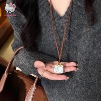 ราคา strysingoin Creative Alloy Bag Necklace Adjustable Brown Leather Rope Sweater Chain Fashion Luxury Sweater Necklace Women TH (44323980634)
