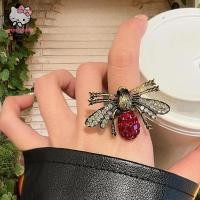 ราคา แหวนแมลงเต่าทองเคลือบประกาย Rhinestone สไตล์ปังสำหรับผู้หญิง (54150409810)