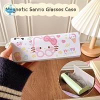 ราคา trysingoin Sanrio Hello Kitty Magnetic Glasses Case Kawaii Cinnamoroll Kuromi Pochacco Glasses Storage Box Travel Portable Girls TH (29165515294)