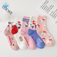 ราคา trysingoin Kawaii Hello Kitty ถุงเท้าเด็กสาว Sanrio KT Cat ถุงเท้ากลางหลอดถุงเท้าลูกวัวถุงเท้านักเรียน TH (29868368539)