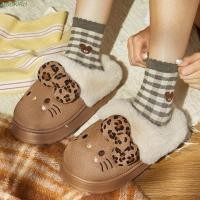 ราคา SIOOKIRU รองเท้าแตะขนสัตว์อุ่น Anti Slip Bow KT Cat Kitty Plush รองเท้าแตะ อะนิเมะนักเรียน Fluffy Y2K เสือดาวรองเท้าแตะฤดูใบไม้ร่วงฤดูหนาว (55250943163)