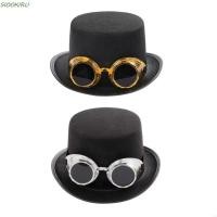 ราคา SIOOKIRU Steampunk ผู้ชายหมวก Vintage สีดําแว่นตา Retro Gothic หมวก Carnival Magician หมวก Top หมวก Stage Performance คอสเพลย์แจ๊สหมวกฮาโลวีน (50000322685)