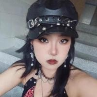 ราคา Punk Rivet Cap Retro Gothic Spiked สีดํา PU หนังจิตรกร Beret หมวก (54050176218)