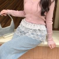 ราคา Lace Up Ruffles Mini Skirt Harajuku ปักดอกไม้ Y2K Streetwear ซีทรูจีบ (42013395819)