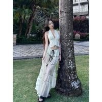 ราคา กระโปรงผ่าหลังโบว์ยาว ดีไซน์ด้านบนหรูหราสําหรับผู้หญิง (41667626347)