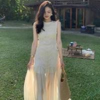 ราคา กระโปรงยาวผ้าชีฟองแอปริคอท ชุดเดรสแขนกุดลูกไม้เข้ารูปสําหรับวันหยุด (27991162911)