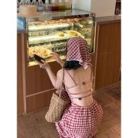 ราคา กระโปรงยาวเชือกแขวนคอลายสก๊อตสีแดง ชุดเดรสผู้หญิง French Pastoral Slim Fit (26541144074)