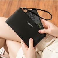 ราคา กระเป๋าคลัทช์หนังแฟชั่น กระเป๋าสตางค์โทรศัพท์แบบพกพาสําหรับผู้หญิงกระเป๋าเงินขนาดเล็กสีทึบ (44950953708)