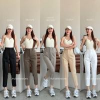 ราคา กางเกง8ส่วนขากระบอกเล็ก ผ้าAustin B308 เอวสูง ตะขอหน้าซิปหน้า กางเกงแฟชั่น ทำงาน (27150030661)