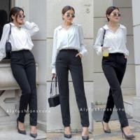 ราคา S 2XL K203 กางเกงทำงานขายาว สีดำ ตะขอหน้า ซิปหน้า เอวสูง มีเป๋า2ข้าง ผ้าโรเชฟพรีเมี่ยม ยาว40นิ้ว พร้อมส่ง (25302429511)