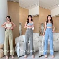 ราคา ? ? ? ? ? ? ? กางเกงขายาวเอวสูง ทรงกระบอก รุ่นหูเข็มขัดคู่ ทรงสวยเก็บหน้าท้อง ผ้าทิ้งตัวดี ยับยาก มีกระเป๋าข้าง พร้อมส่ง (21949464381)