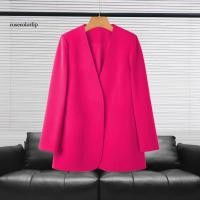 ราคา สูทแขนยาวสไตล์คาร์ดิแกนแบบแจ็กเก็ตไม่มีปก เหมาะสำหรับการทำงานและใส่ลำลอง ทรงหลวมไม่มีกระดุม (28090219949)