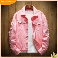 ราคา ศ แจ็คเก็ตยีนฉีกหลุมสีทึบเปิดลงปก สตรีทแวร์ ฤดูใบไม้ร่วงฤดูหนาวหลวมกระดุมแถวเดียวแจ็คเก็ตยีนส์สําหรับการเดินทาง (44114413406)