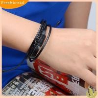 ราคา FR สร้อยข้อมือ 4 ชั้นอุปกรณ์เสริมเครื่องประดับถัก Handmade Faux หนังกําไลข้อมือสําหรับ Unisex (43417539035)