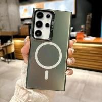 ราคา Frosted Magnetic ไร้สายชาร์จสําหรับ Samsung S21 S23 FE S24 S22 Plus Note 20 Ultra A53 A54 A35 A55 5G Anti Slip Matte Cover (26557467715)