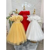 ราคา sชุดราตรีเด็ก หน้าร้านอยู่รัชดา ลองได้ถ่ายรูปจากชุดจริง W19207 สีเหลือง ขาว แดง กระโปรงยาว โอบไหล่ จีบย่น สวยหวาน (25345665280)