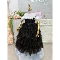 ราคา ชุดราตรีเด็ก หน้าร้านอยู่รัชดา ลองได้ถ่ายรูปเองจากชุดจริง W19231 สีดำ กระโปรงยาว แขนสั้น คอซีทรูระบาย สวยหรู (44458138251)