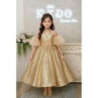 ราคา ชุดราตรีเด็ก หน้าร้านอยู่รัชดา ลองได้ถ่ายรูปเองจากชุดจริง W19179 สีทอง กระโปรงยาว เปิดไหล่ คอจีน สวยหรู วิ้งๆทั้งชุด (28538050715)