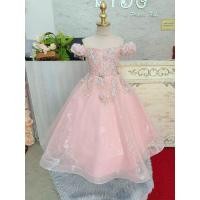 ราคา ชุดราตรีเด็ก ชุดเจ้าหญิง ชุดออกงานเด็ก หน้าร้านอยู่รัชดา W19251 สีชมพู กระโปรงยาว เปิดไหล่ (43623104748)